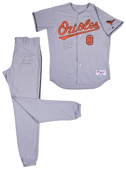 Cal Ripken Jr.s 3000TH Career Hit Game Used, Signed, & Inscribed " April 15th, 2000 Hit #3,000" Baltimore Orioles Uniform (Ripken LOA)